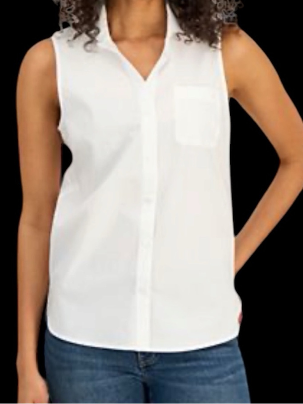 SO White Sleeveless Button-Down Shirt